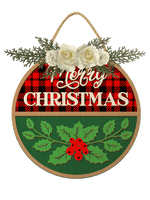 Eveokoki Christmas Door Wreath Merrychristmas Hanging Wall Sign for Front Door 12'' Round Xmas Tree Winter Wreath Wooden Porch Signs with Bow Porch Farmhouse Home Wall Decor