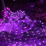 Expandable Christmas Net Lights Outdoor 10ft x 6.5ft 200 Led Mesh Fairy String Lights,8 Modes Mesh Lights for Xmas Trees, Bushes, Wedding, Outdoor Garden Decorations, Purple