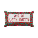 Holiday Time Merry Decorative Lumbar Christmas Pillow, Green/Red