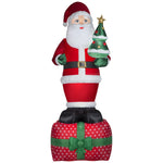 Gemmy Christmas Inflatable Luxe Santa on Gift Box, 10 ft Tall, Multi