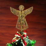 Gold Christmas Angel Tree Topper, Christmas Tree Top Star Iron Lighted Lights, LED Lighted Treetop Decoration for Christmas Party Holiday