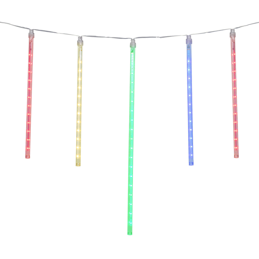 Holiday Time Indoor Outdoor 12-Count Multicolor LED Dripping Icicle Christmas Lights, 16 feet