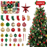 Yexmas 132PCS Christmas Ball Ornament Set, Shatterproof Hanging Christmas Tree Decorations for Holiday Decor Party