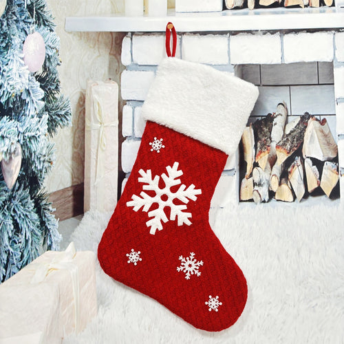KOYPTL 2 Pcs Christmas Stocking for Family Kids,Knit Velvet Cute Reindeer Red Christmas Sock Stocking for Christmas Home Fireplace Hanging Ornaments Party Decor Supplies Holiday Xmas Hanging Stocking
