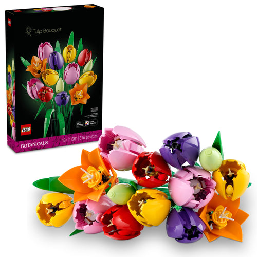LEGO Botanicals Tulip Bouquet Building Set for Adults - Artificial Flowers for Home, Bedroom, Book Shelf Decor - Women & Men, Ages 18+ - Gift for Birthdays - 11501