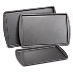 Mainstays 3-Piece Carbon Steel Nonstick Cookie Sheet Set, Gray