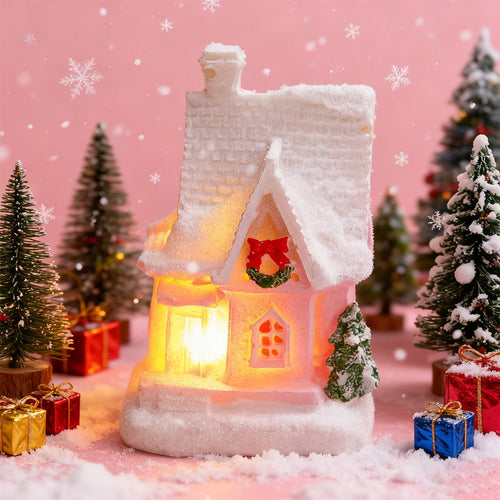 PPKVUFD 1Pc Christmas Village LED Lighted Christmas Village Houses with Figurines, Christmas Village Collection Indoor Room Decor Collectible Buildings