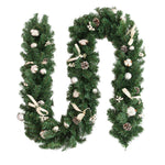 HioHa 9ft Christmas Garland, Artificial Pine Garland with Pinecones, White Berries and Bows, Holiday Decor for Mantel Staircase Door