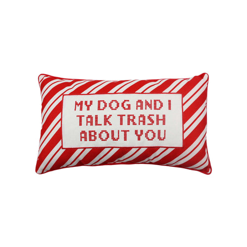 Holiday Time Festive Red White Stripe Lumbar Pillow for Christmas Decor