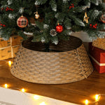 Rustic Hand-Woven Christmas Tree Collar - Coffee PE & Metal, Fits 82.7"-106.3" Trees, 3-Panel Assembly, Hides Stand & Pet-Protective