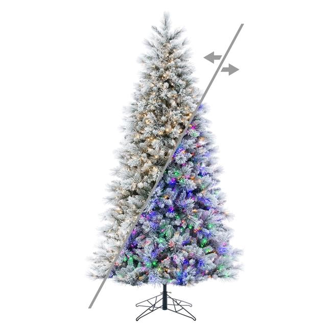 Vickerman 7.5 ft. x 46 in. Green Flocked Jackson Pine Artificial Pre-Lit Christmas Tree with 1100 LED Color Changing - 3 mm