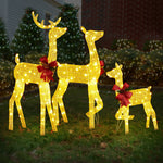 Zimtown Outdoor Christmas 3-Piece Lighted Reindeer Set 2-D for Outdoor Yard Decor LED Lights, Golden
