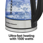 Hamilton Beach Temperature-Control Electric Kettle, 1500W 1.7L, 6 Presets with Auto Shutoff, Glass – view 3