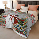 Grey Christmas Fleece Throw Blanket for Couch, Snowman Xmas Tree Ball Snowflake Winter Wooden Microfiber Flannel Blanket for All Season, Lightweight Soft Throw Blankets for Bed, Sofa, Travel, 50"x60" – view 3