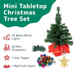 Prextex 22 Inch Tabletop Mini Christmas Tree Set with Warm-White LED Lights, Star Treetop and Hanging Ornaments for DIY Christmas Decorations – view 2