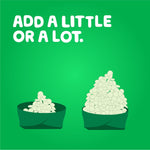 Green instructional graphic reading “ADD A LITTLE OR A LOT.” with two bowls showing different bead amounts