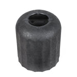 Underside view of a charcoal fluted resin planter showing recessed base and drainage area