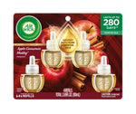 Air Wick Apple Cinnamon Medley four refill pack on cardboard backing with apples, cinnamon and product callouts