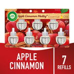 Air Wick Apple Cinnamon Medley refill blister pack showing seven clear scented oil refill pods over apple and cinnamon background