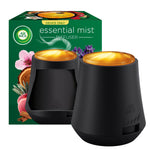 Two black Air Wick Essential Mist diffuser devices shown with branded green product box in background