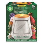 Packaged Air Wick Essential Mist marble diffuser box showing product image, branding and icons on green retail packaging.