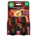 Air Wick essential mist Warm Apple & Cinnamon refill blister pack showing two refill bottles and packaging text