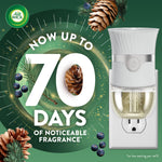 Air Wick plug-in warmer with oil refill shown beside text advertising up to 70 days of noticeable fragrance