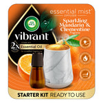 Air Wick Vibrant Essential Mist starter kit packaging showing marble-look diffuser, amber refill bottle and orange fruit art