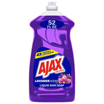 Single purple bottle of Ajax Ultra lavender liquid dish soap with label showing 52 fl oz and Ajax logo.