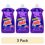 Three purple bottles of Ajax Ultra lavender liquid dish soap shown side-by-side with a 3 Pack label beneath.