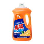 Single orange Ajax Ultra 90 fl oz liquid dish soap bottle with label and orange graphics