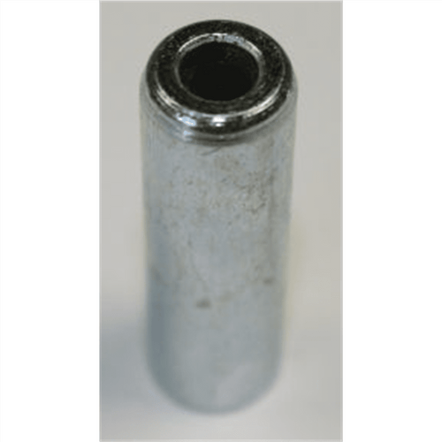 Close-up of a cylindrical silver steel nozzle with a hollow center and rounded top edge