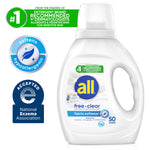 All free•clear fabric softener bottle with badges for hypoallergenic and eczema association