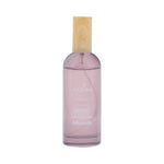Full view of a translucent mauve Allswell 'Relax' spray bottle topped with a wooden cap, photographed on white.