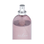 Close-up of a mauve Allswell 'Relax' spray bottle showing the silver spray nozzle and top of the bottle.