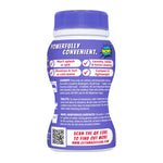 Back of Amaze! purple-lidded bleach tablets bottle showing directions, icons and a QR code on a white background