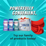 Product family promotional image showing multiple Amaze! containers and a boxed product with headline “Powerfully Convenient.”