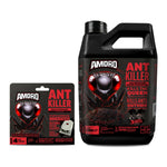 Photo of Amdro Ant Killer granular jug next to Amdro indoor bait station pack on white background