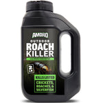Product shot of a black Amdro Outdoor Roach Killer container showing label, handle and 2 lb badge on white background