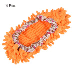 Close-up angled view of an orange chenille microfiber shoe cover with floral elastic trim and '4 Pcs' text