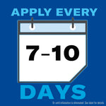 Illustration of a calendar page with large '7-10' and text 'APPLY EVERY DAYS' on a blue background, product usage graphic.