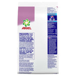 Back of Ariel powder detergent bag showing caution and usage instructions panels and brand logo