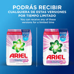 Promotional graphic showing two Ariel Downy powder pack variants side by side with text about receiving different versions