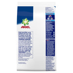 Rear view of an Ariel Ultra OXI powder bag displaying safety warnings and usage instructions panel
