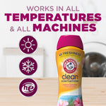 Arm & Hammer Clean Scentsations bottle with icons and headline stating it works in all temperatures and machines