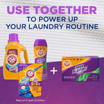Promotional graphic showing Arm & Hammer laundry products together with an Odor Blasters box and 'Use together' headline.