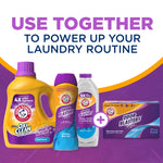 Promotional image showing a range of Arm & Hammer Odor Blasters products with headline 'Use Together to Power Up Your Laundry Routine'.