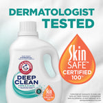Arm & Hammer Deep Clean bottle with large Skin Safe Certified badge and dermatologist tested claim