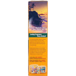 Side panel of ARM & HAMMER Fresh Scentsations box with island sunset artwork and text about lasting fragrance.