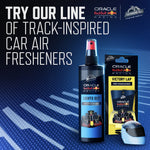 Promotional ad showing Armor All Oracle Red Bull Racing air freshener and spray bottle with 'Try our line of track-inspired car air fresheners' text